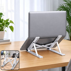 Foldable Laptop Stand for Desk, Adjustable Height Laptop Riser with Bag (1 Pc)