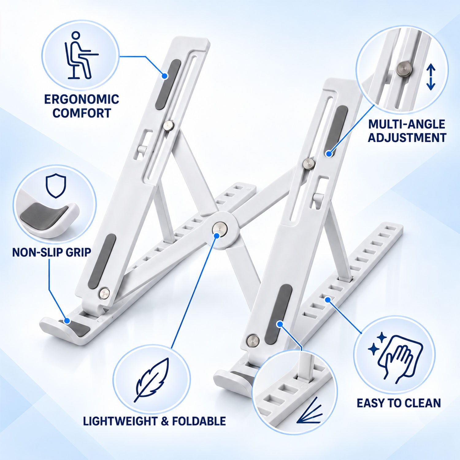 Foldable Laptop Stand for Desk, Adjustable Height Laptop Riser with Bag (1 Pc)