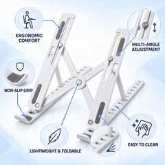 Foldable Laptop Stand for Desk, Adjustable Height Laptop Riser with Bag (1 Pc)