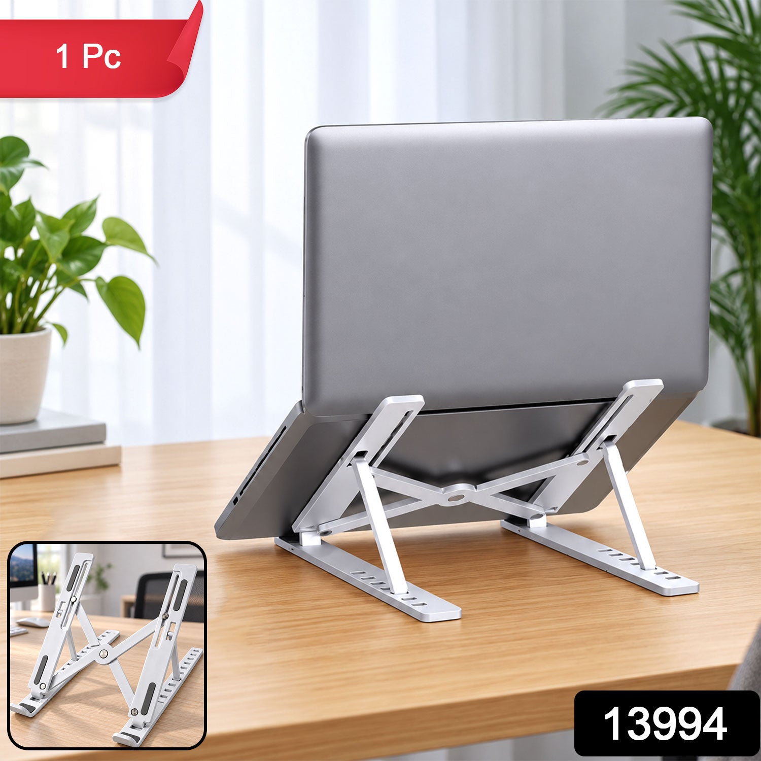 Foldable Laptop Stand for Desk, Adjustable Height Laptop Riser with Bag (1 Pc)