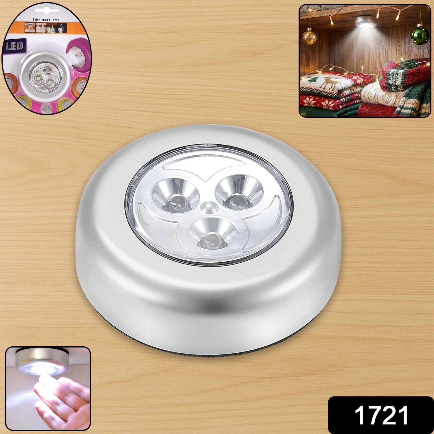 Battery powered round white LED stick touch lamp