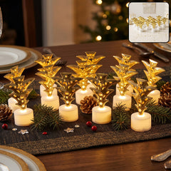 Golden Christmas tree LED tealight candles for festive decor