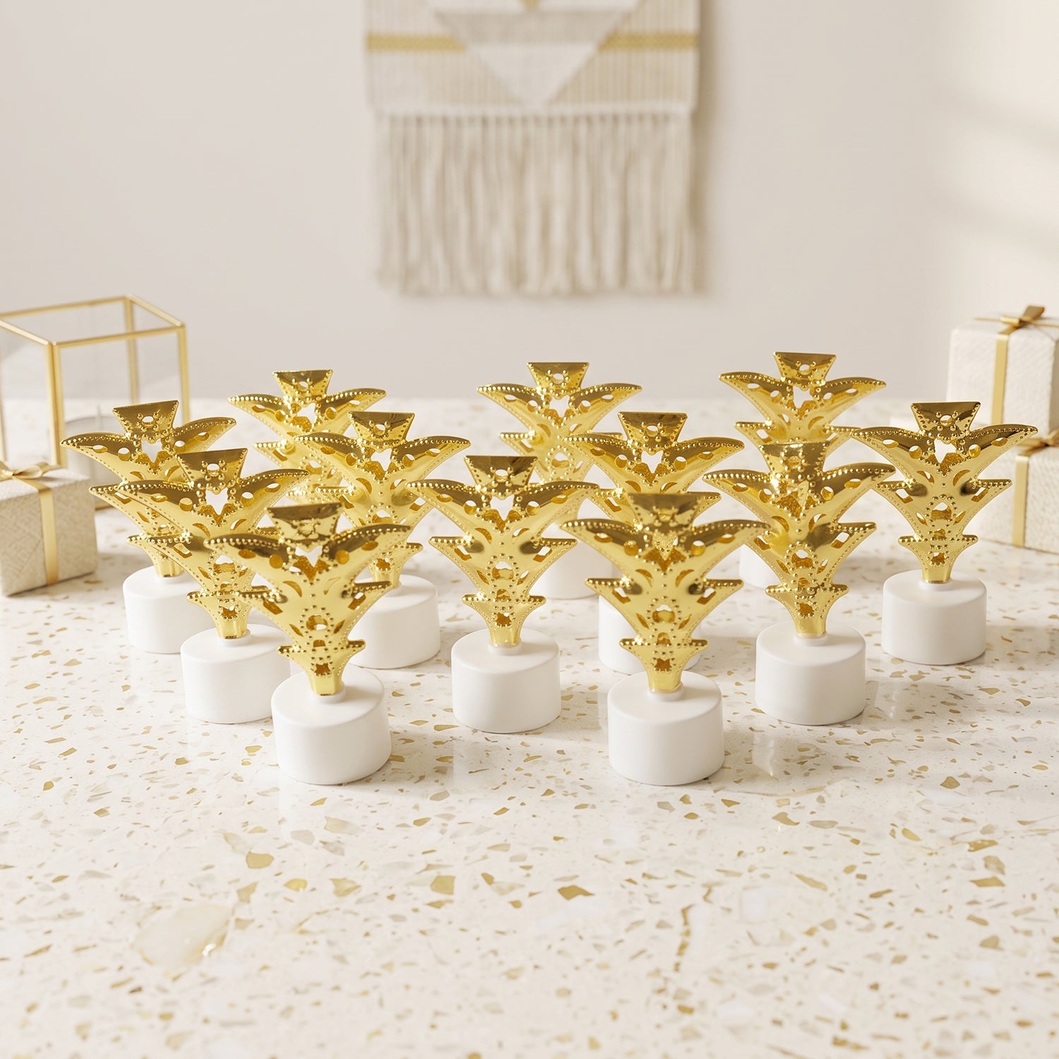 Christmas tree tealight candles arranged as decoration