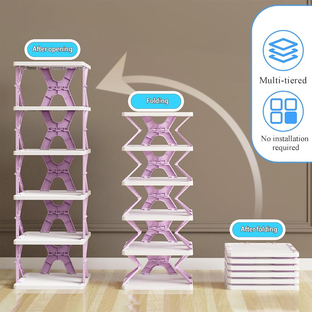 Foldable Shoe Rack 6 Layers features illustration