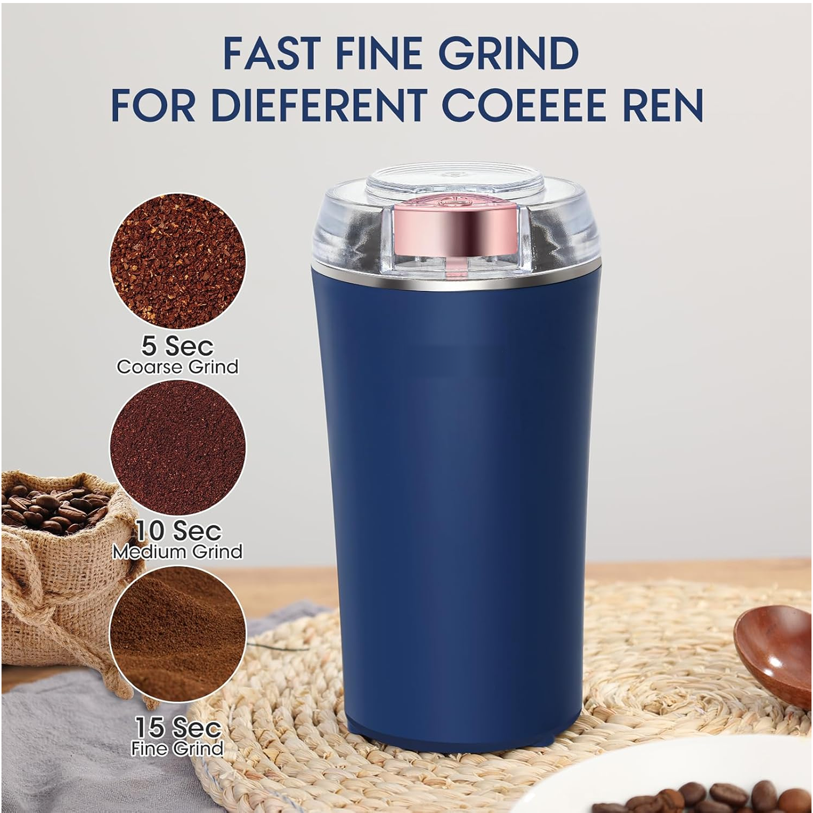 Portable 4-Blade Mini Grinder Blender specs detail shot