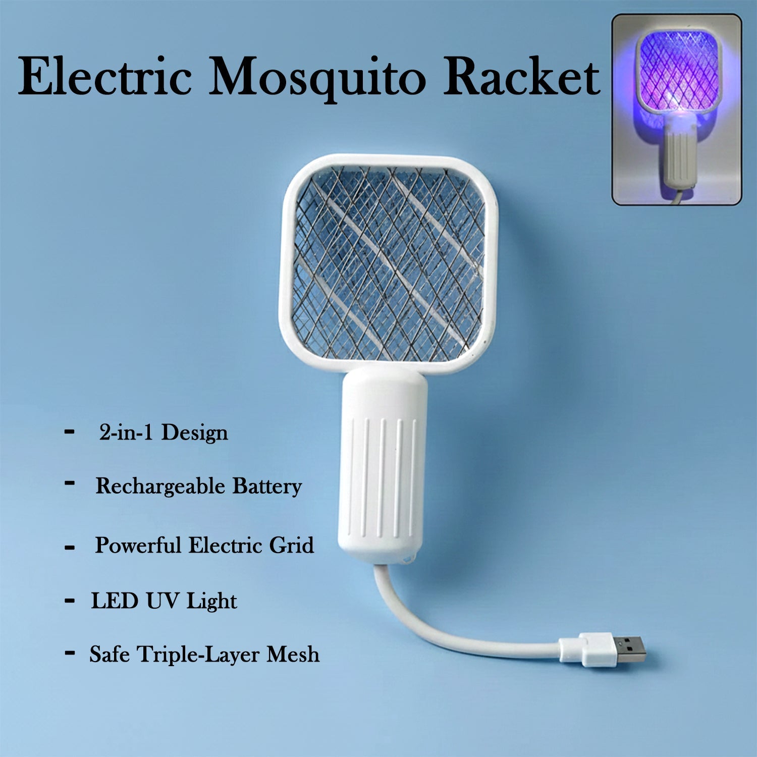 DeoDap Rechargeable Electric Mosquito Swatter - main