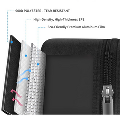 Open insulated lunch bag showing interior lining