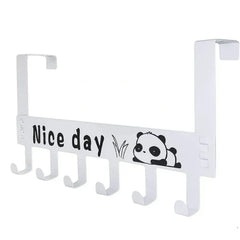 White heavy-duty door hook hanger rack with 6 hooks