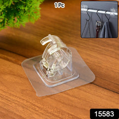 Self-adhesive clear plastic curtain rod bracket holder