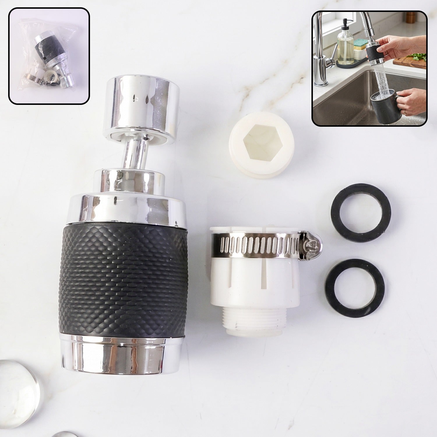 360Â° Rotatable Faucet Sprayer & Tap Extender