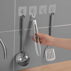 Wall hooks being used to hang items