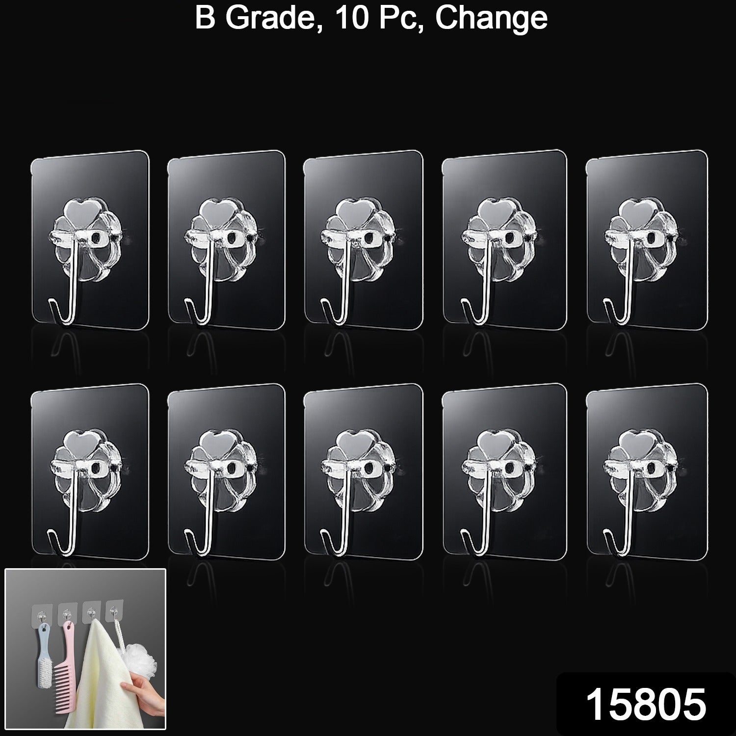 Pack of 10 wall hooks arranged neatly