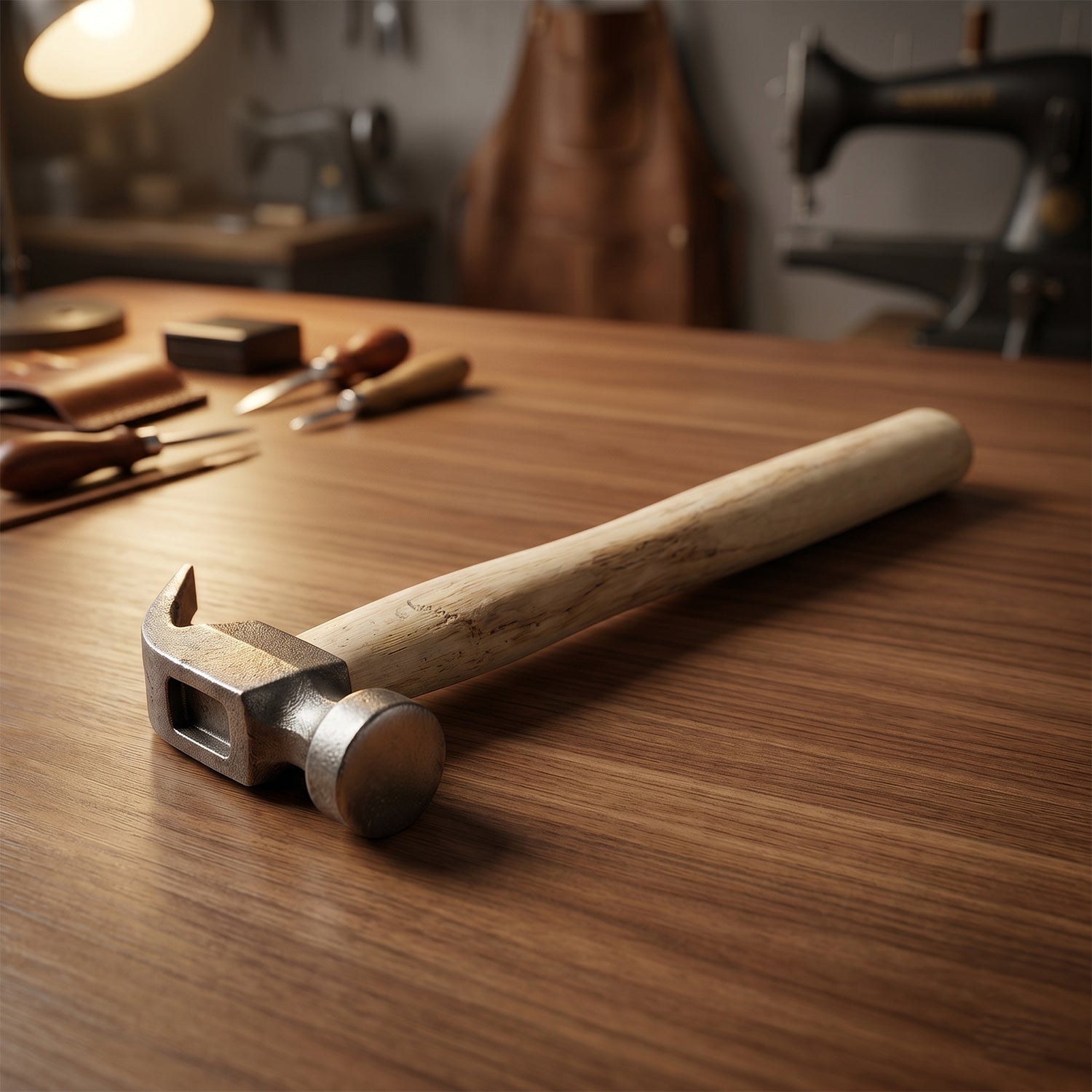 Close-up of steel head claw hammer