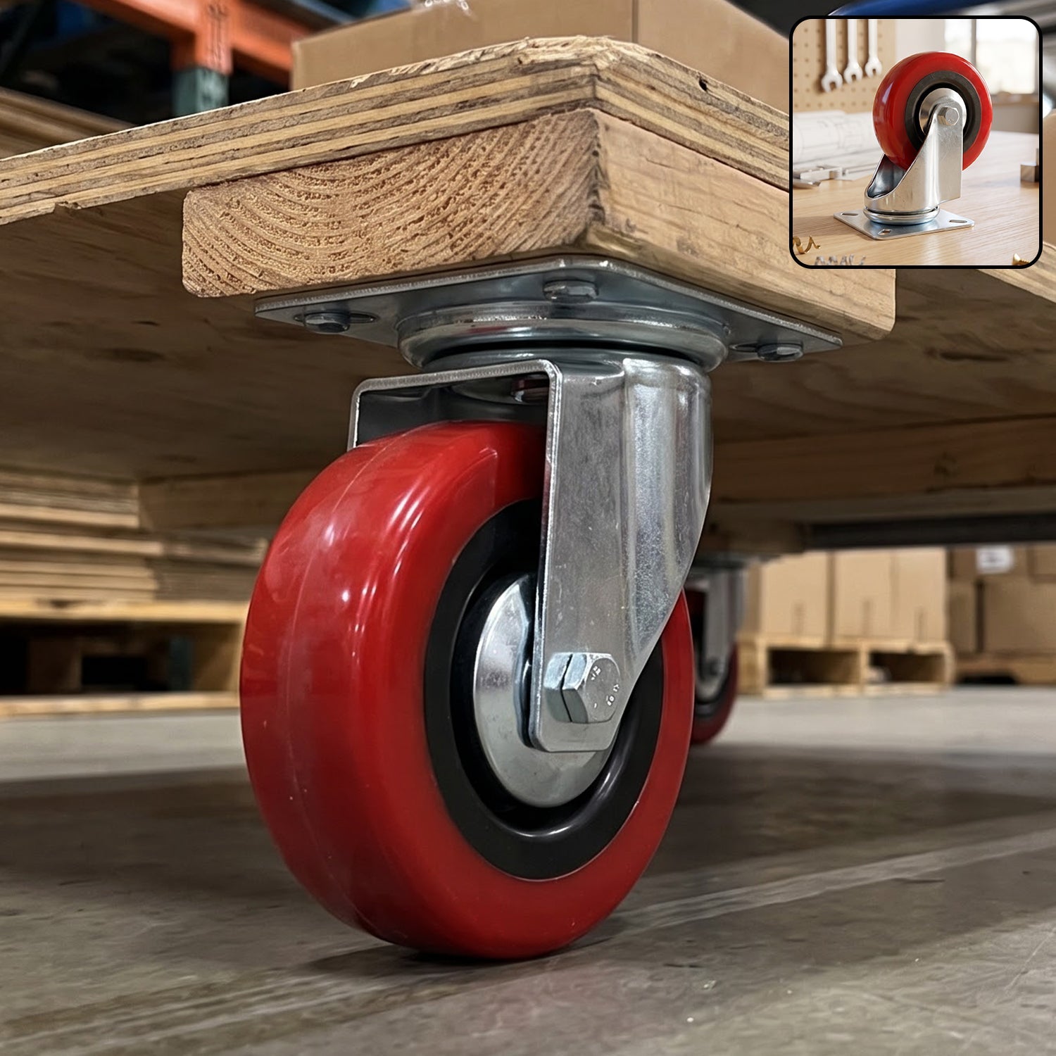 Heavy duty swivel caster wheel with plate mount