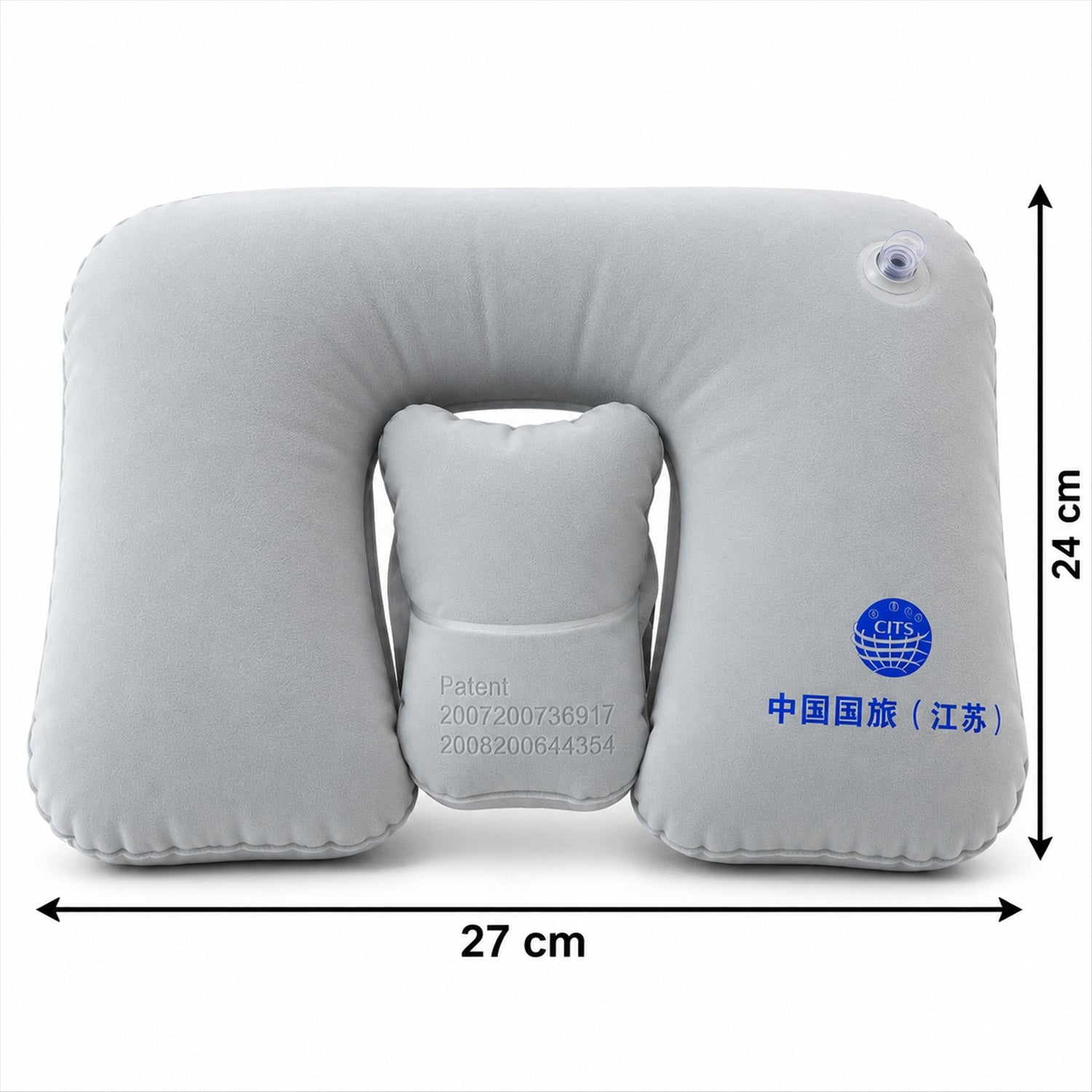 Grey Inflatable Travel Neck Pillow
