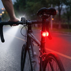 LED bike safety light mounted on bicycle