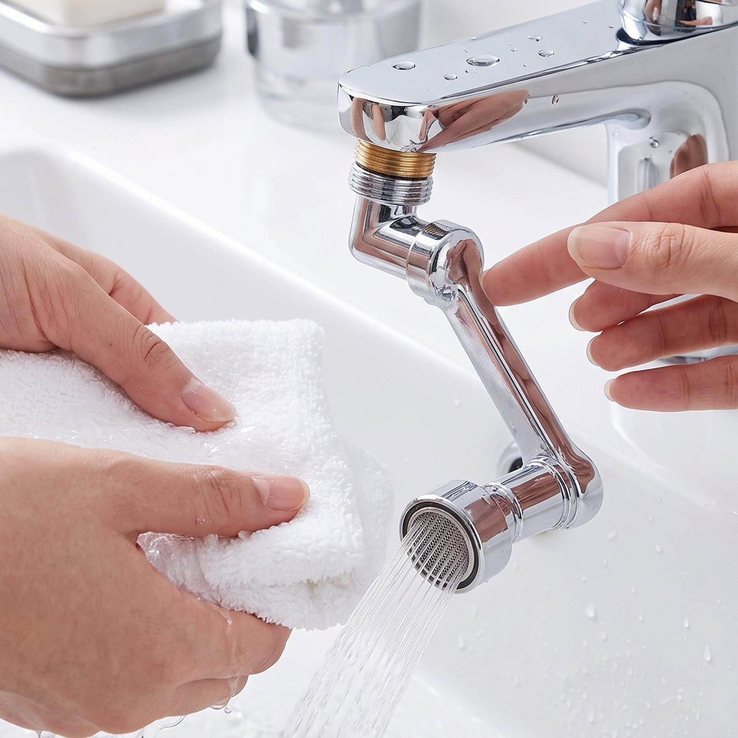 Extender lets the tap reach every corner of the sink