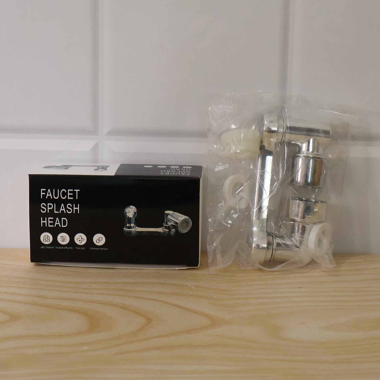 Live photo of flexible faucet head extender set