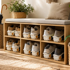 Portable adjustable shoe storage rack space saving organizer - image 4