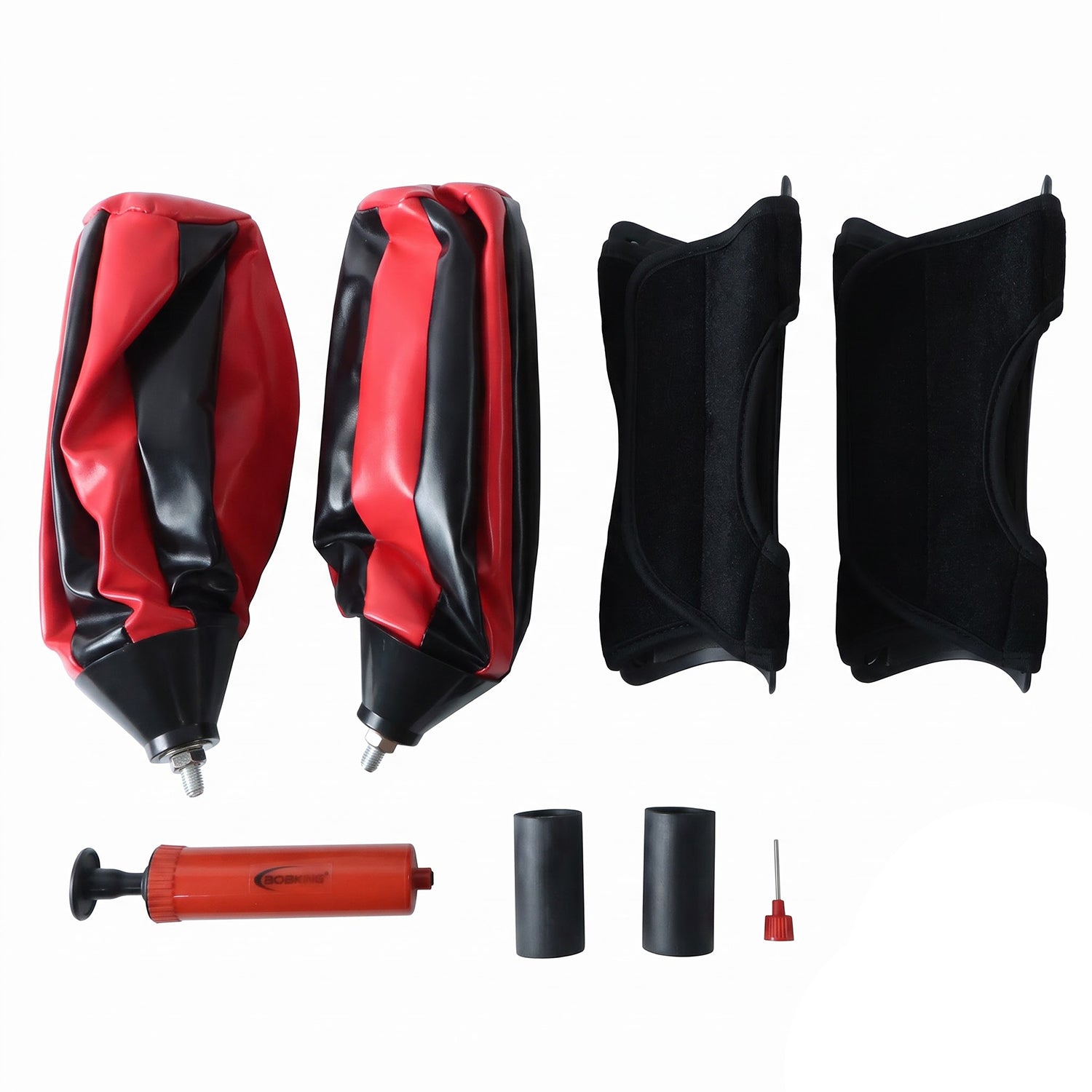 Inflatable punching bag set on white background