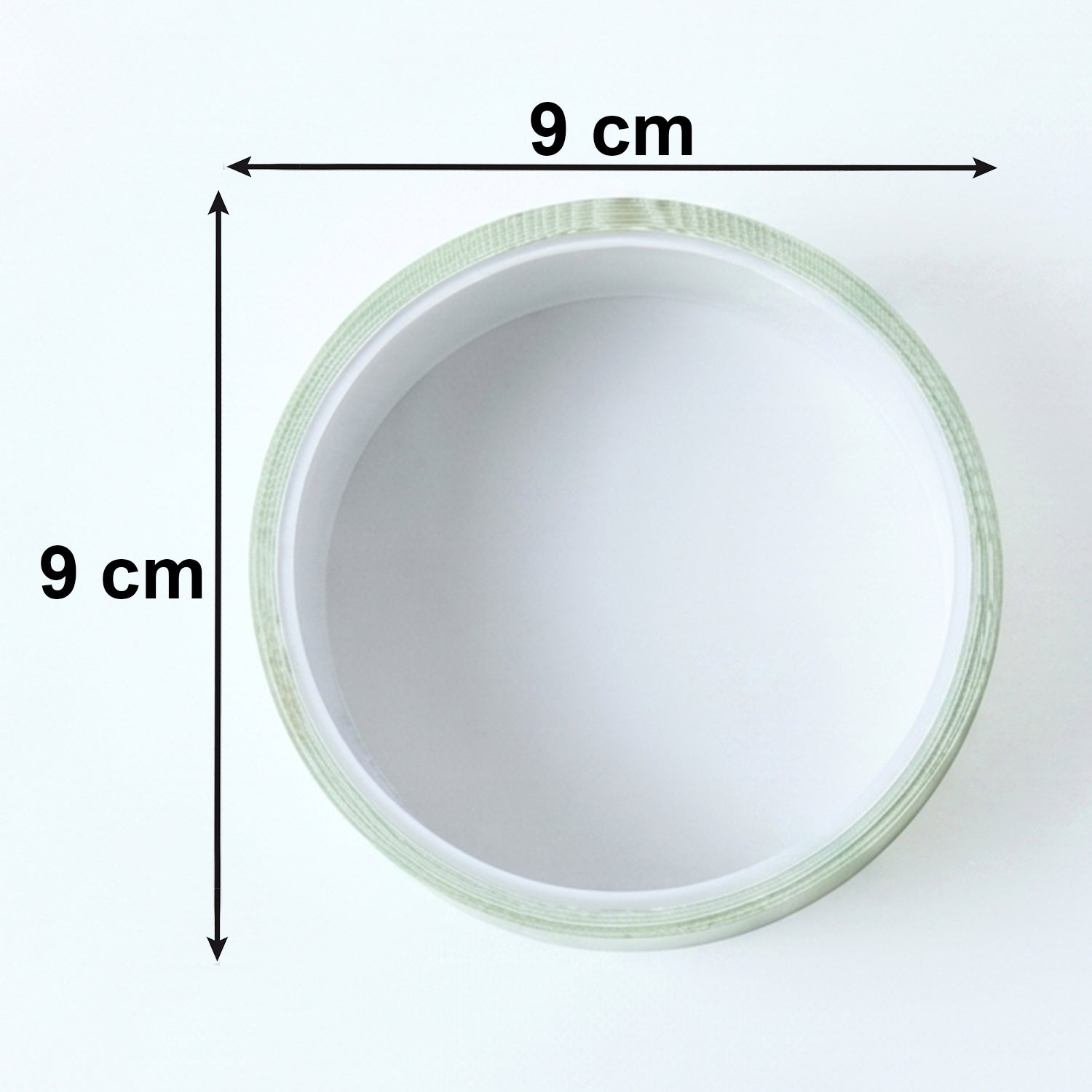 Adhesive tape roll with size dimensions 9cm x 9cm
