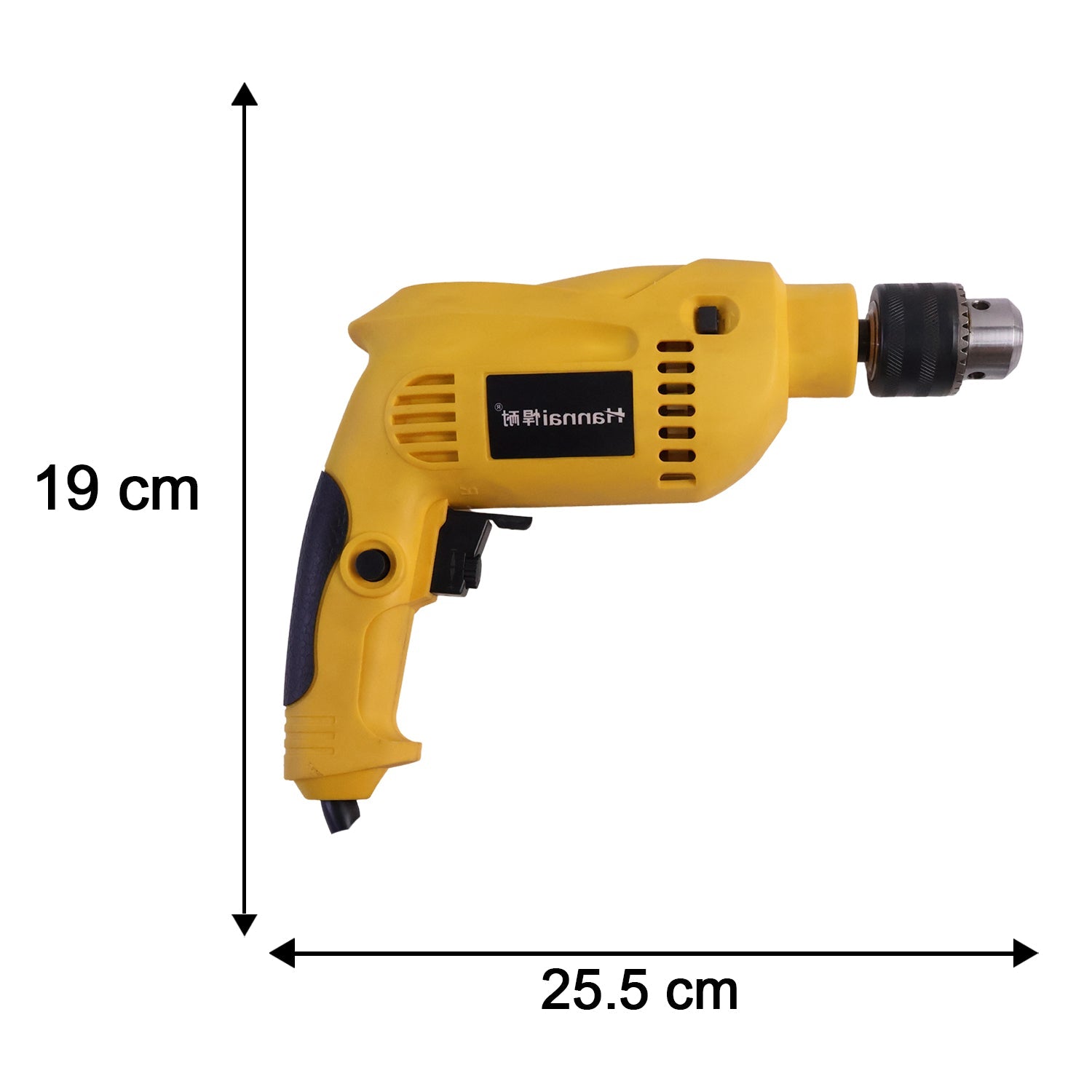Electric drill machine dimensions size 25.5x19 cm