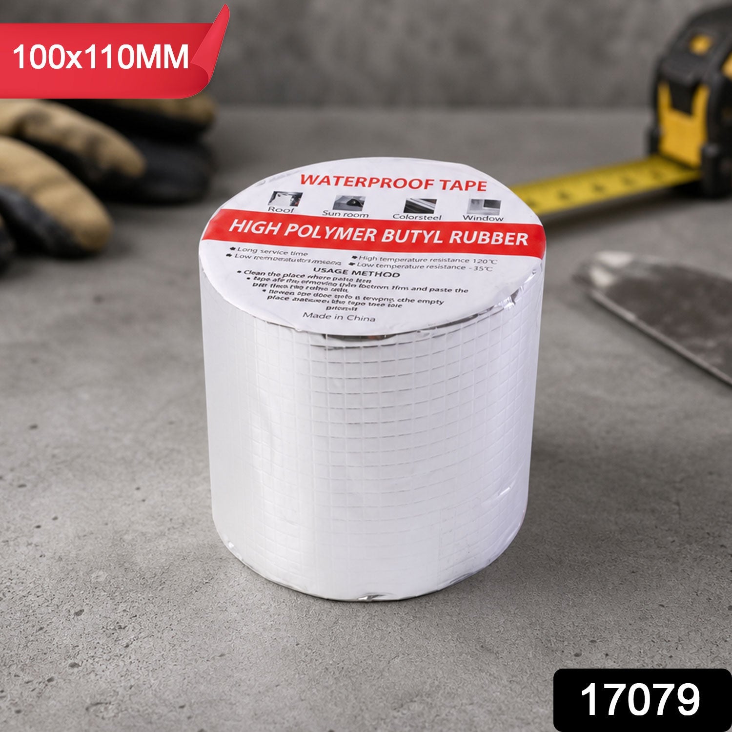 Close-up of waterproof tape for roof, gutter, and pipe sealing