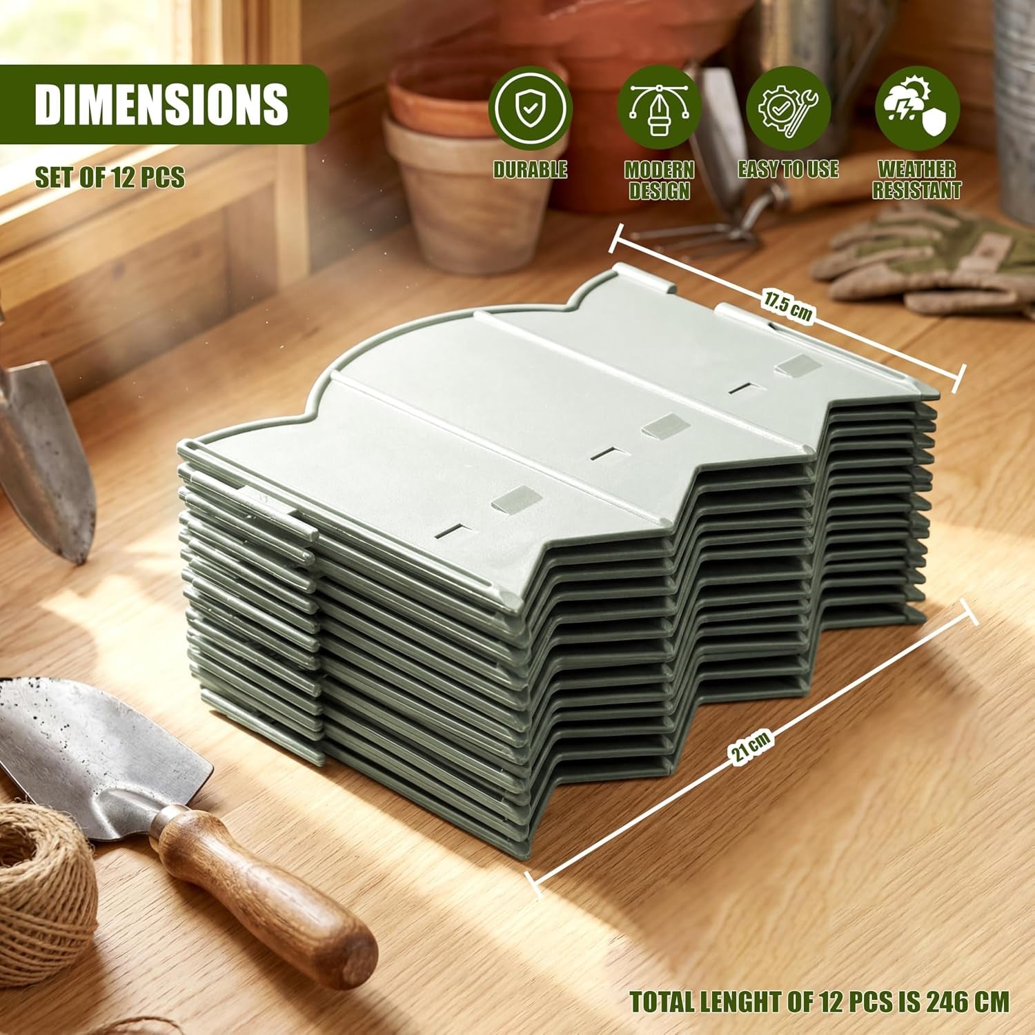 Plastic garden lawn edging border dimensions