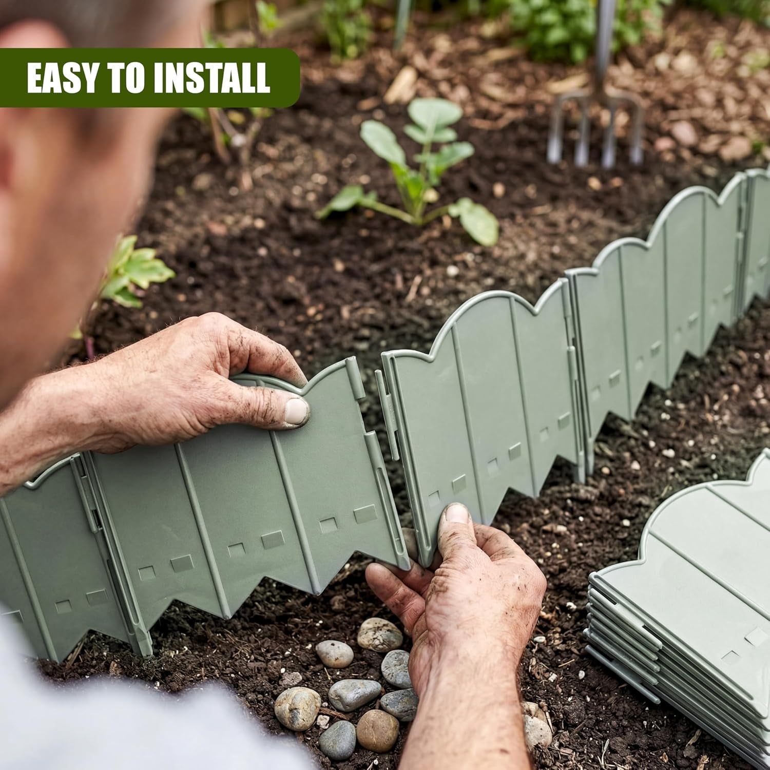 Edging spikes pushed into the ground