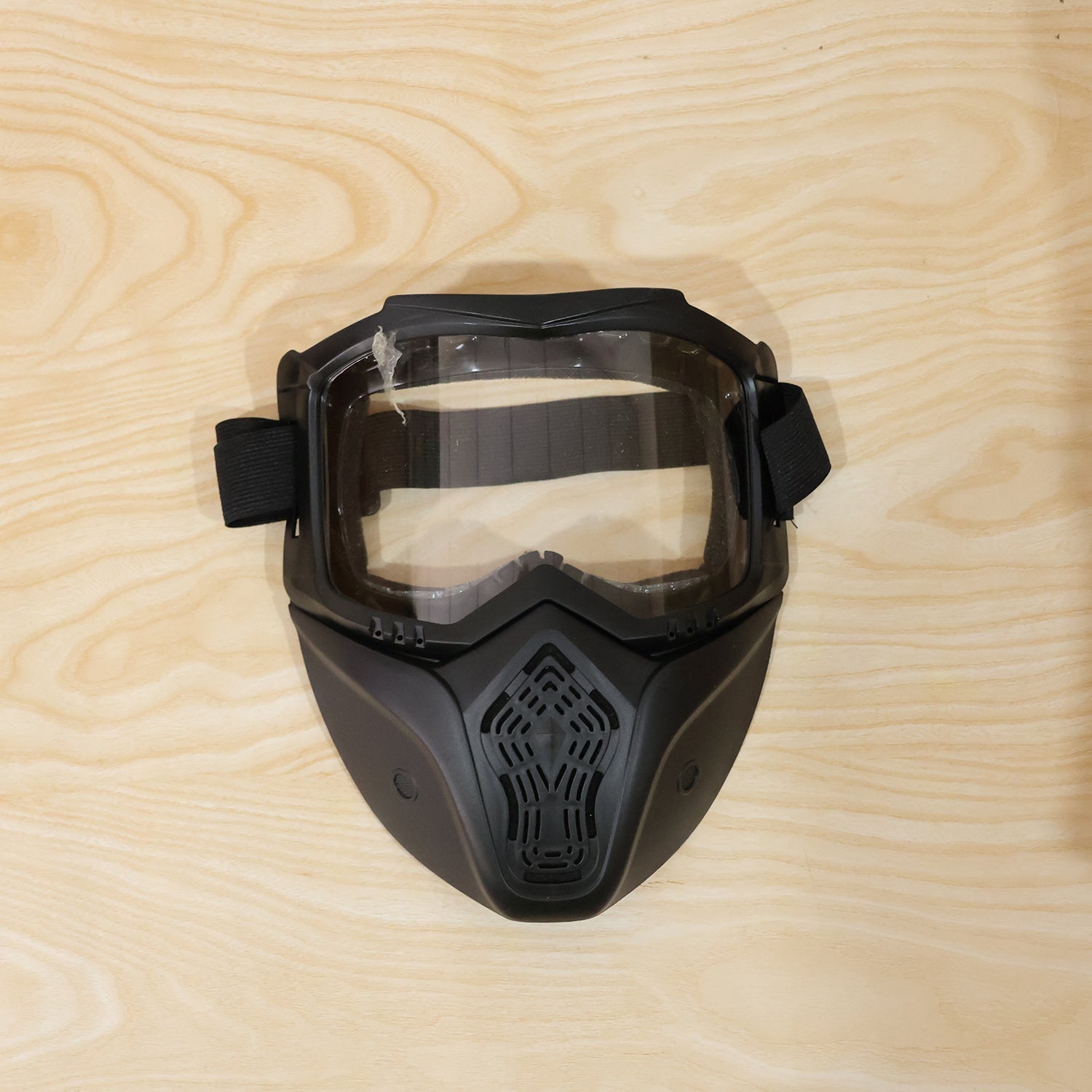 Close-up of Rider Wearing Protective Bike Goggle Mask