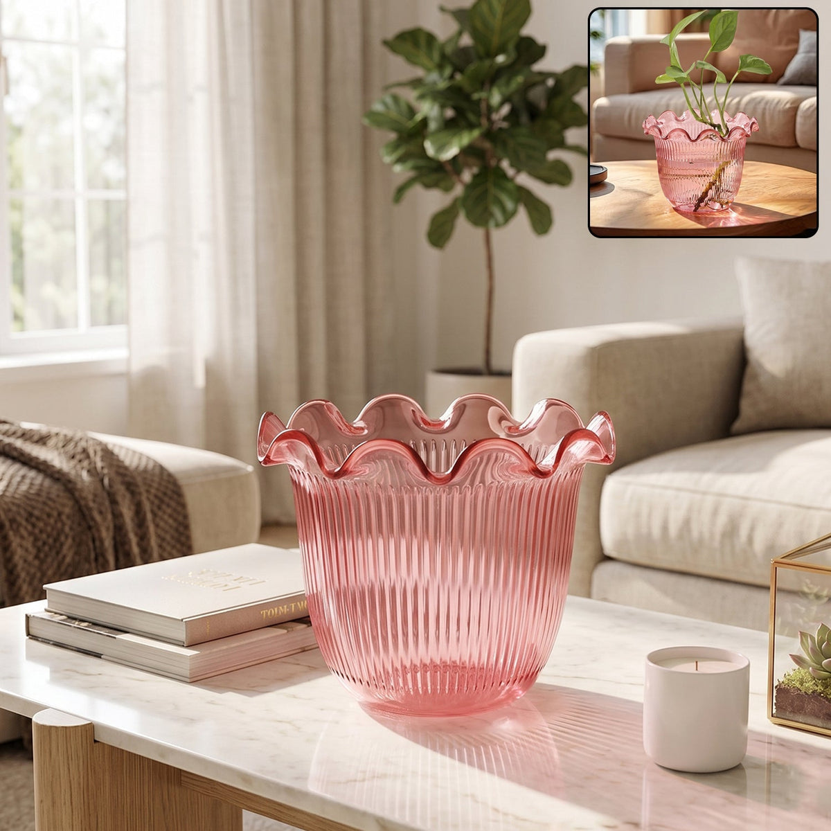 Decorative ruffled flower pot planter