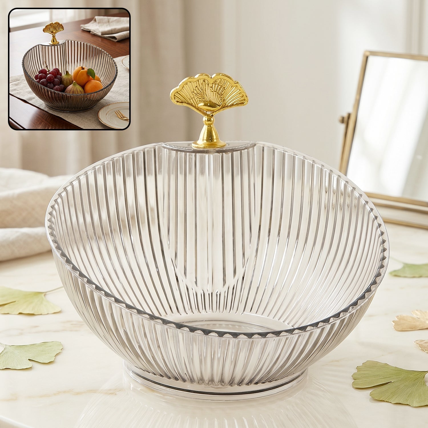Gold accent bowl dining table