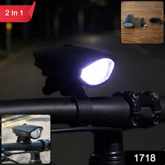 2 in 1 USB rechargeable LED bicycle front light, 1 piece