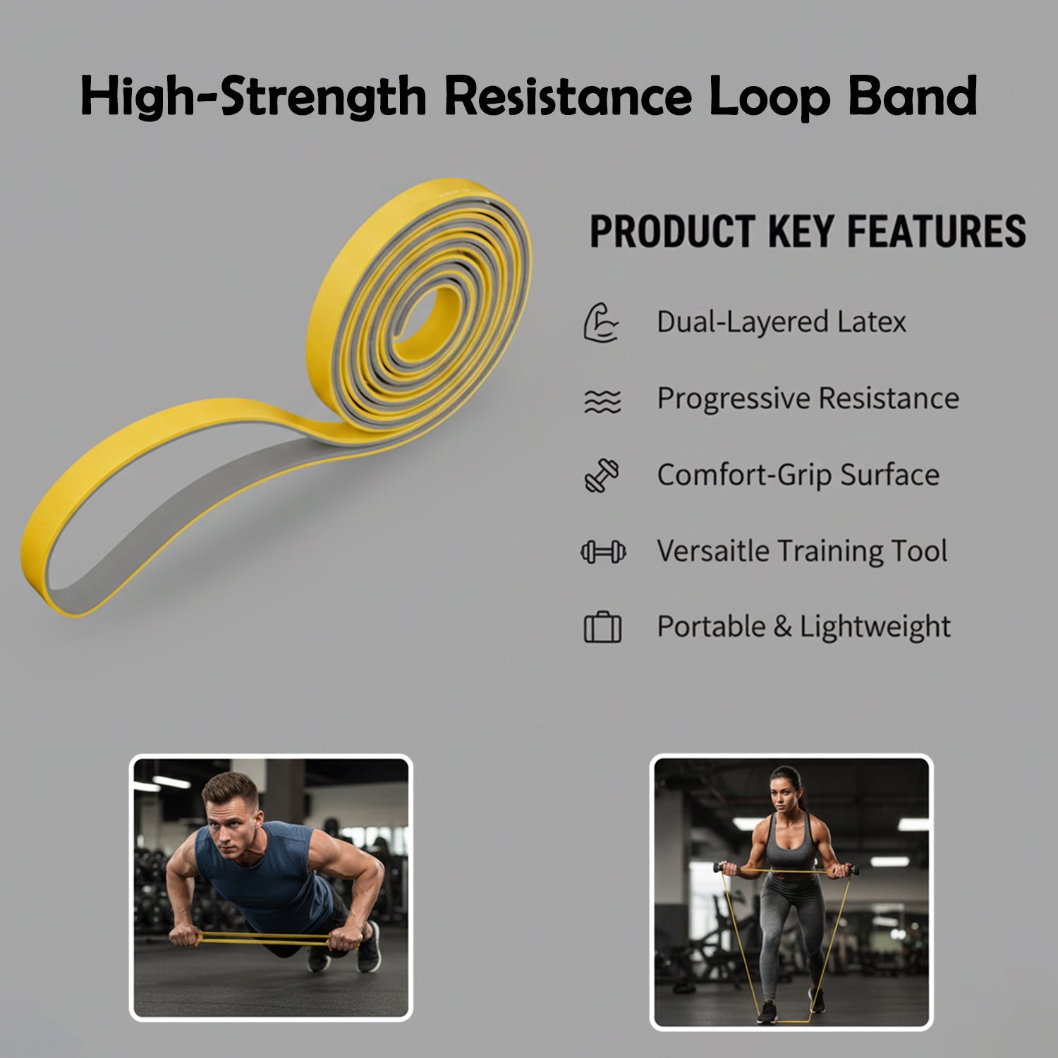 Durable resistance loop exercise band high strength