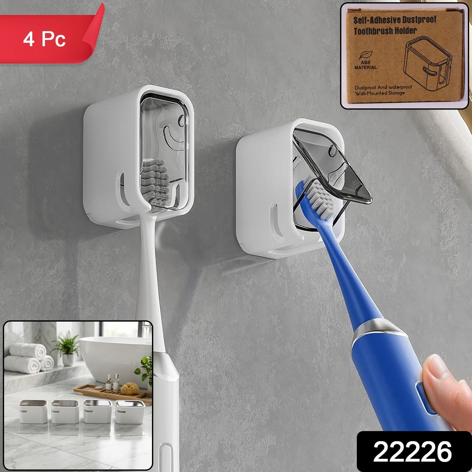 Self Adhesive Dustproof Toothbrush Holder â€“ Space-saving Wall Mount