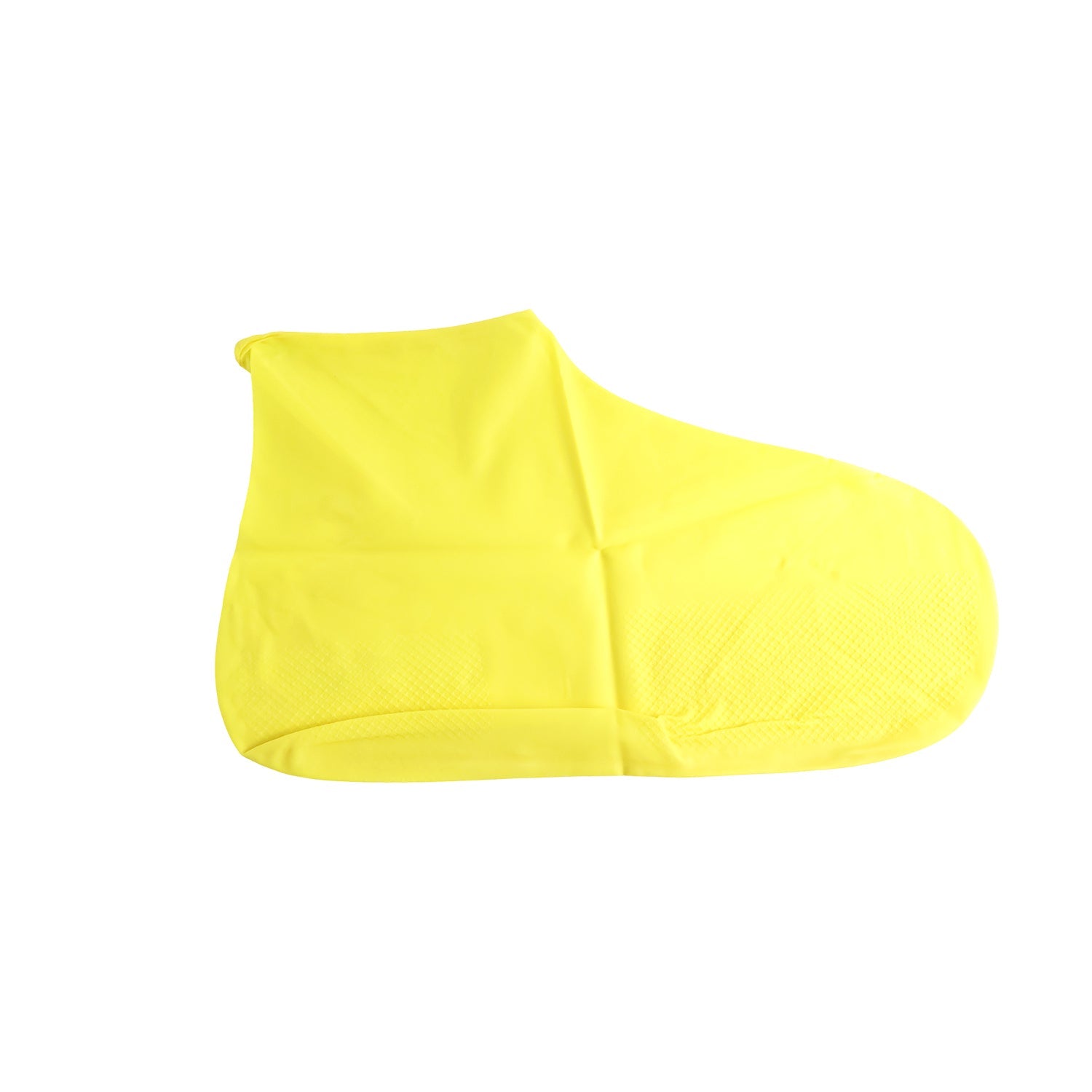A single bright yellow silicone shoe cover is shown flat against a white background.