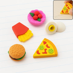 3D Food-Shaped Colorful Eraser Set â€“ Cute Novelty Mini Erasers for Kids (5 Pc Set)