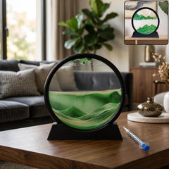 3D moving sand art round frame with stand for table decor