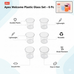 Apex Welcome Plastic Glass Set for Daily Use â€“ Set of 6