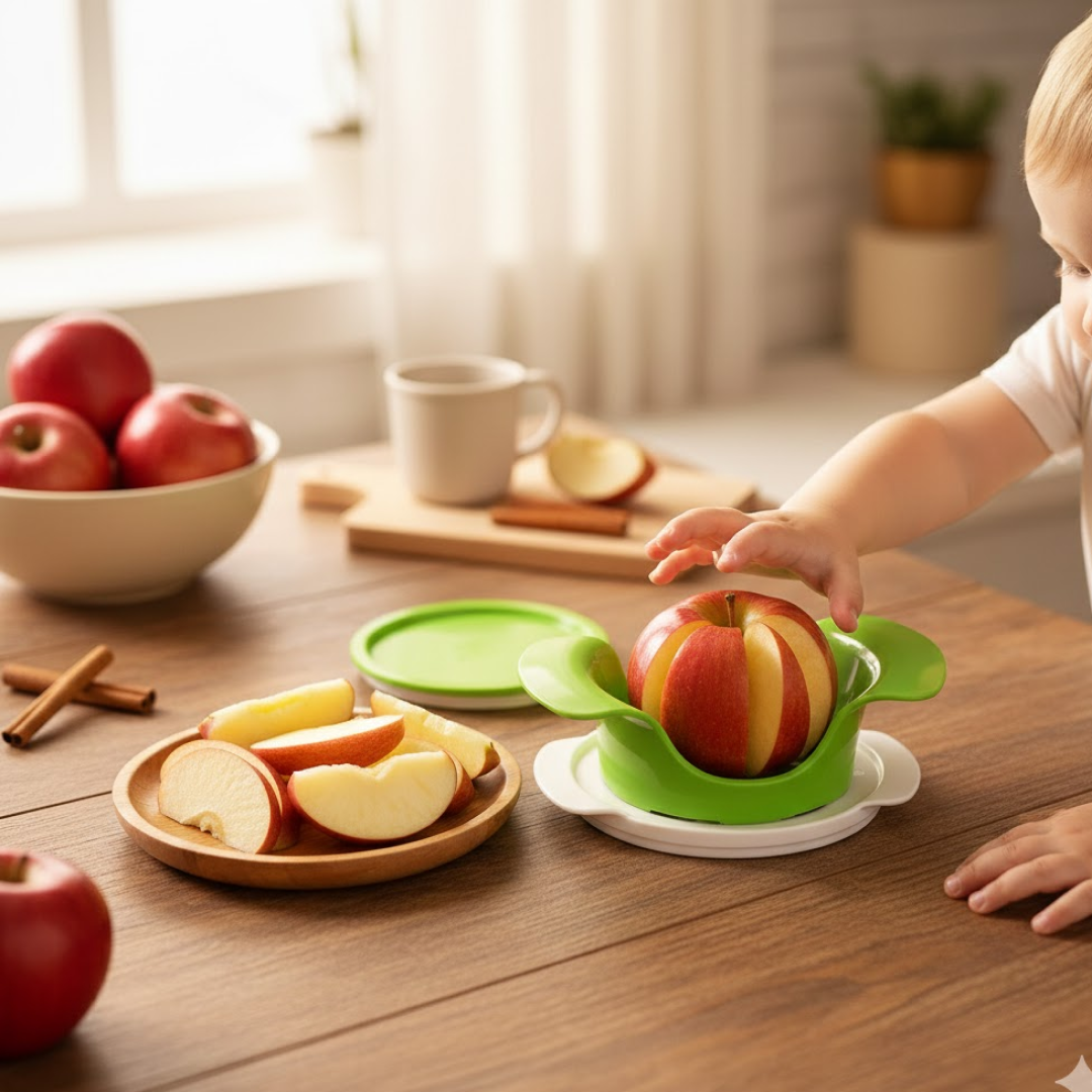 Apex Apple Cutter with Container â€“ Unbreakable ABS Body & Stainless Steel Blades