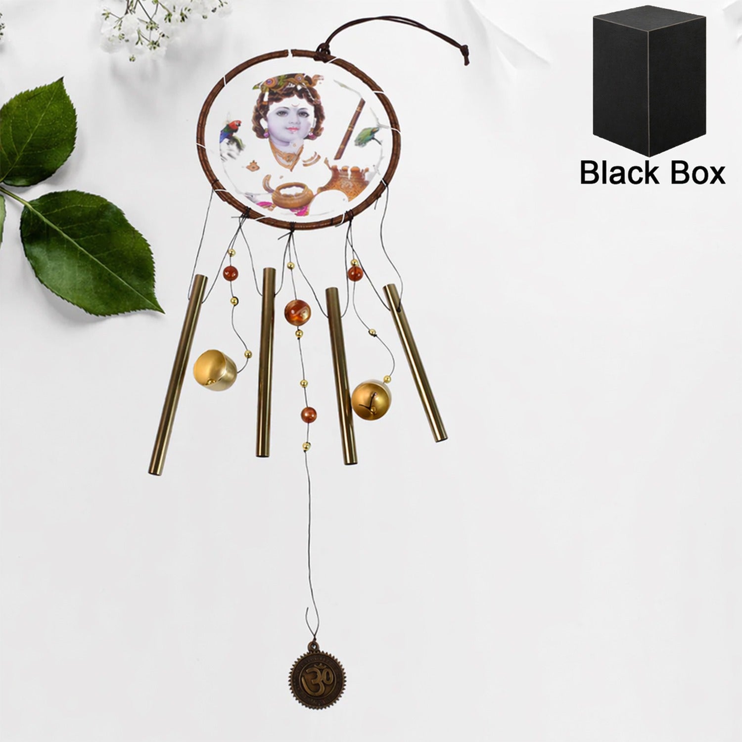 Krishna Medallion Dream Catcher Wind Chime Pendant Wall Hanging - Spiritual Home Decor