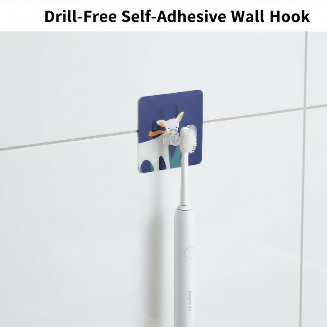 Back of self-adhesive wall hook showing adhesive surface