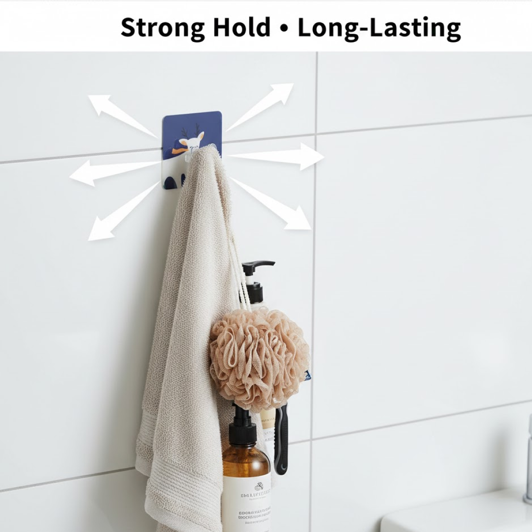 Close up of adhesive wall hook edges