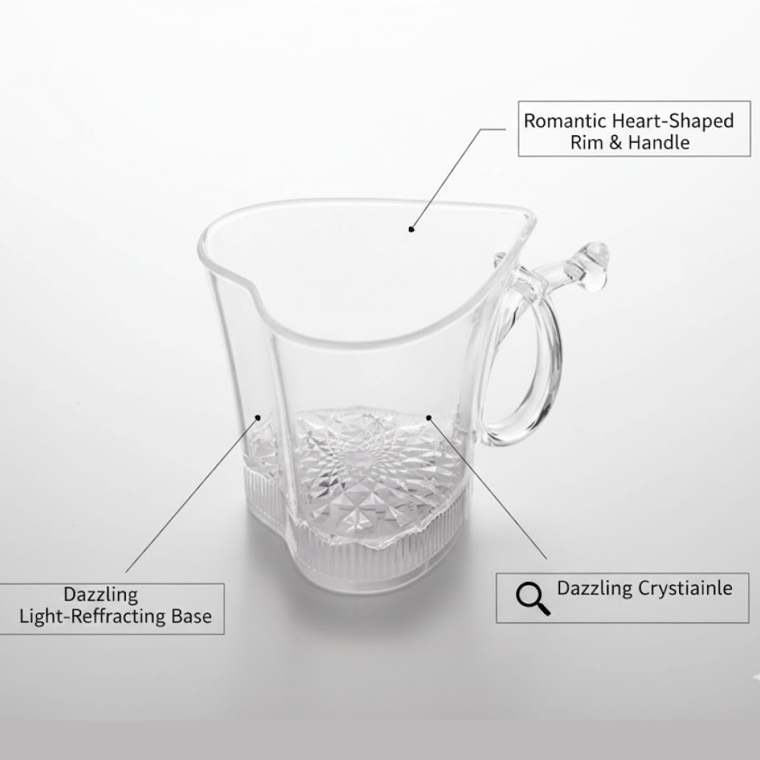 LED light-up heart-shaped glass cup close-up