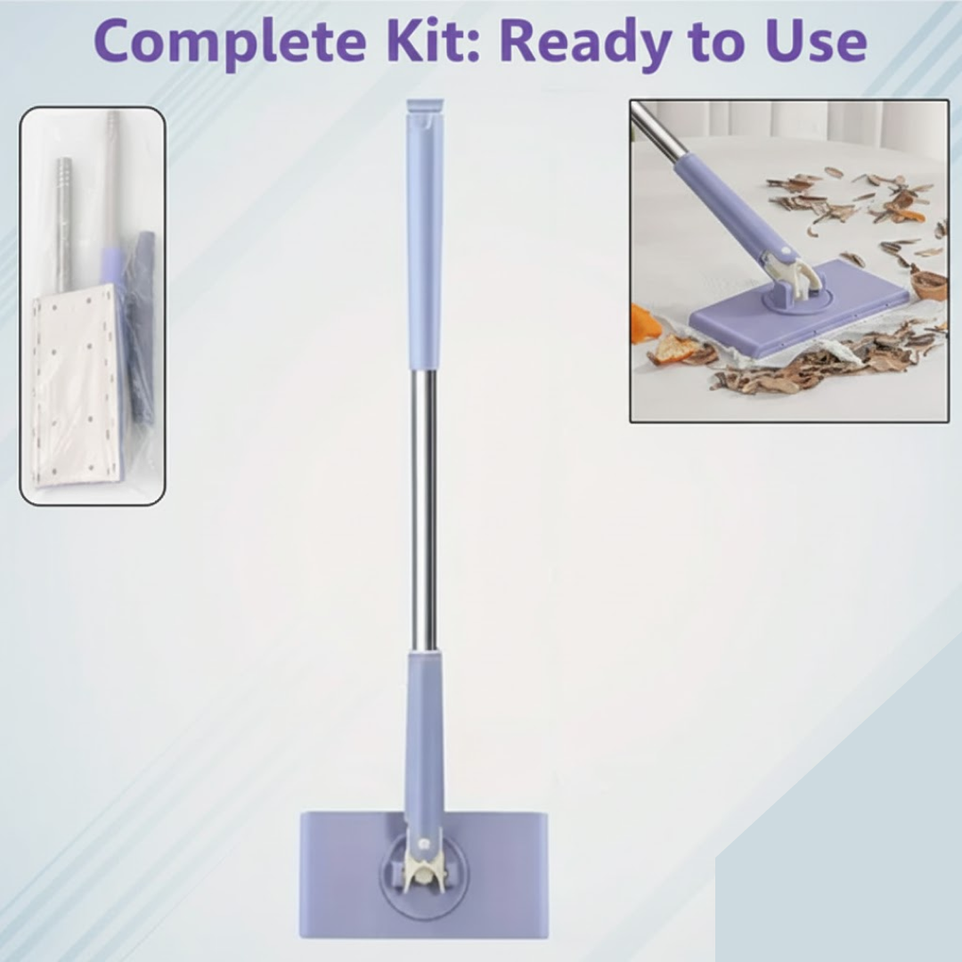 Push-pull handle mop in use cleaning floor corner