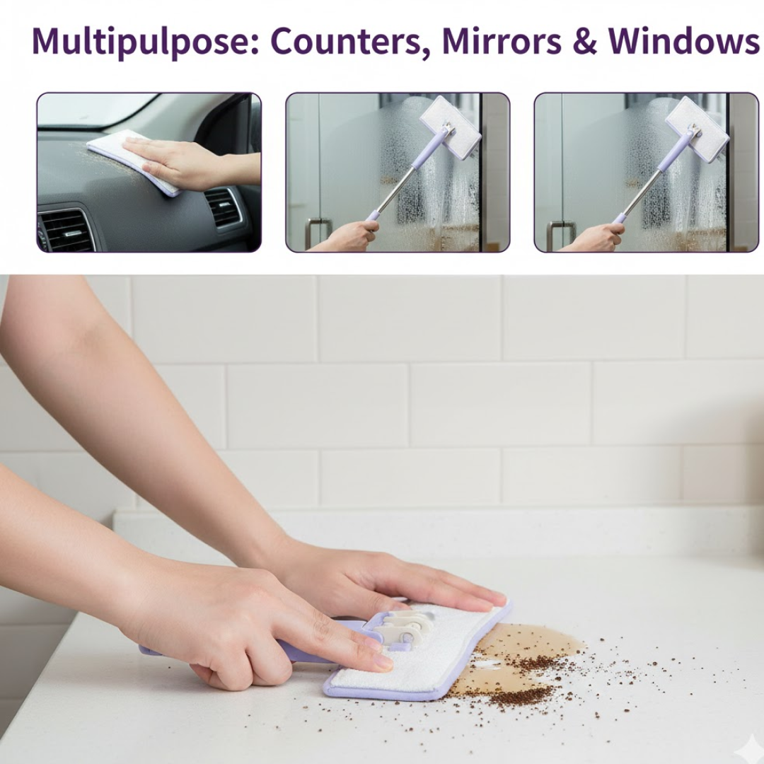 Mini mop cleaning bathroom wall surface