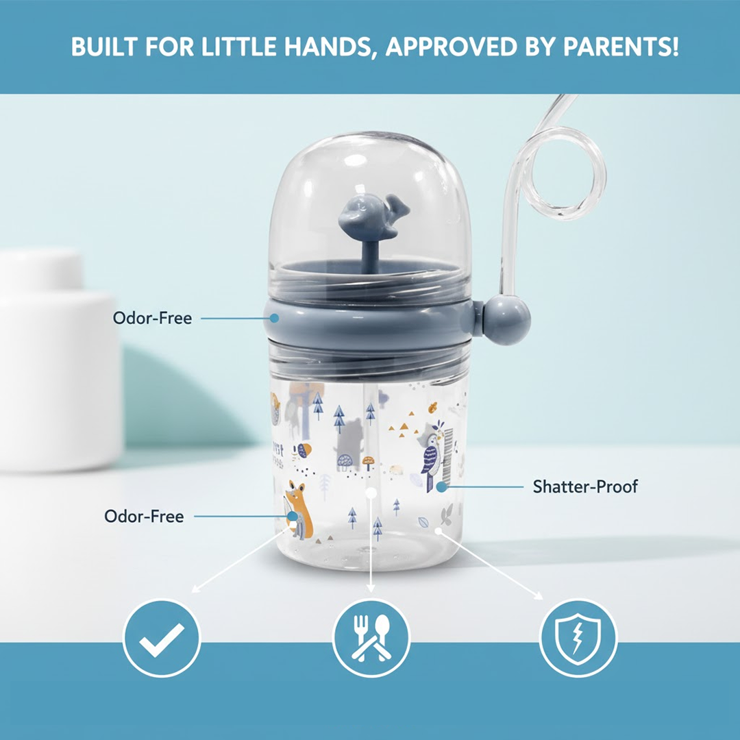Whale Spray Sippy Cup open lid