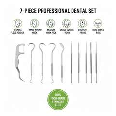Close-up of stainless steel reusable floss pick