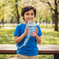 Colorful 2in1 dual compartment water bottle front view