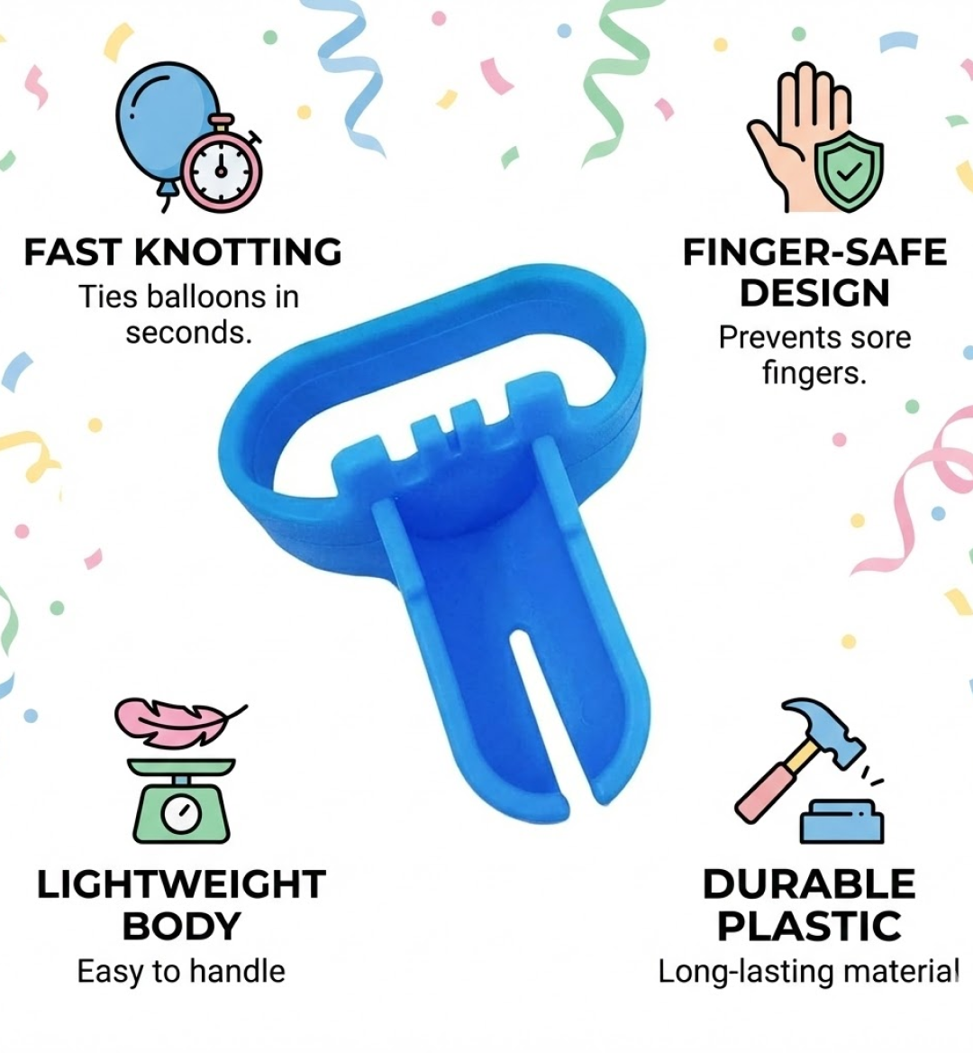 Balloon tying tool with string
